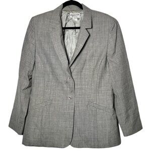 Vintage Pendleton Womens Gray 100% Virgin Wool Button Blazer Size 14 Career Fall